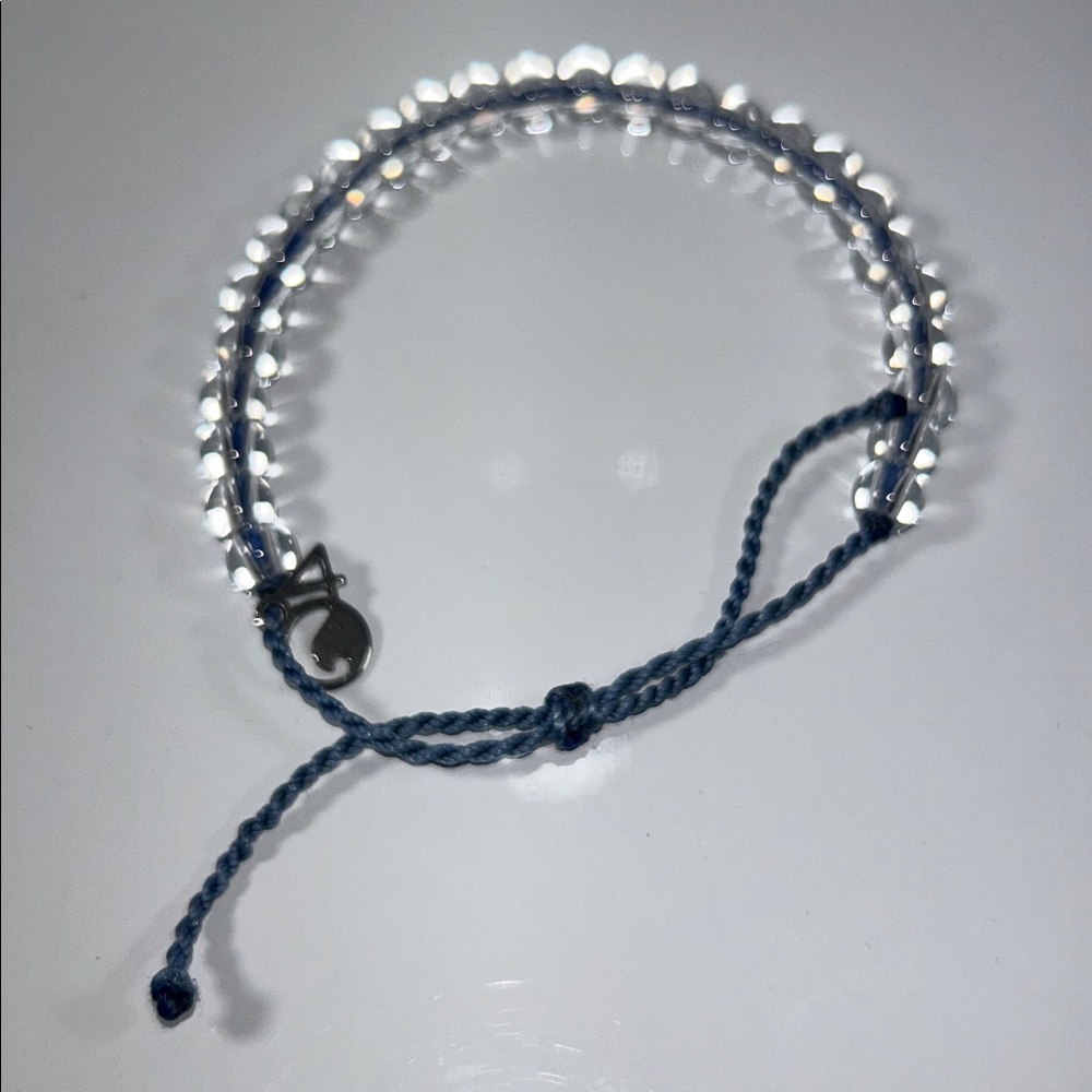 NWOT 4 Ocean Genuine Quartz Crystal Knotted Cord Adjustable Bracelet